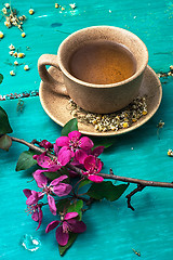 Image showing tea brewed with chamomile in ceramic mugs