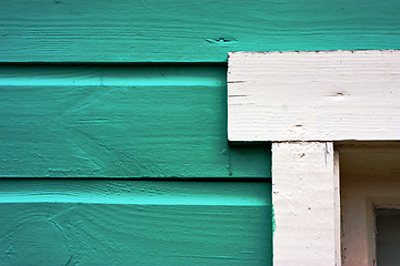 Image showing close up of a green door