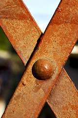 Image showing iron metal cross in the railway