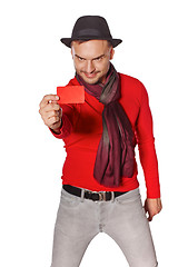 Image showing Man showing blank credit card