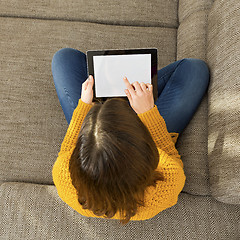 Image showing Woman using a digital tablet