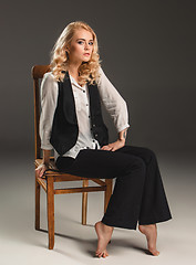 Image showing Beauty blond woman on chair