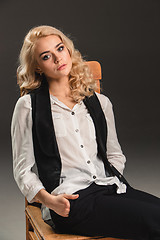 Image showing Beauty blond woman on chair