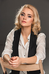 Image showing Beauty blond woman on chair