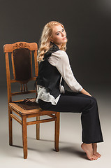 Image showing Beauty blond woman on chair