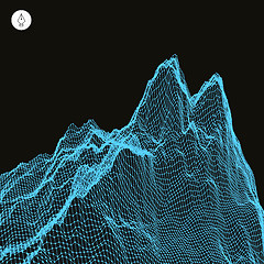 Image showing Abstract landscape background. Cyberspace grid. 