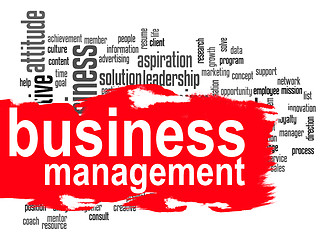 Image showing Business management word cloud with red banner