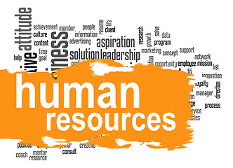 Image showing Human resources word cloud with orange banner