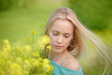 Image showing Beautiful woman over nature background