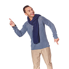 Image showing Man pointing at two different directions