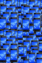 Image showing smart-phones with image of blue sky