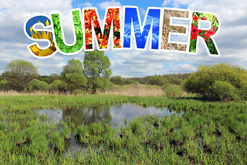 Image showing word summer by different letters and landscape