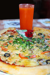 Image showing pizza with tomato juice