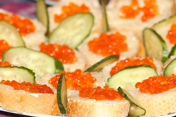 Image showing Sandwich with red caviar