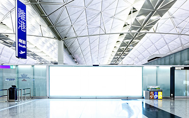 Image showing Large signboard in airport departure area