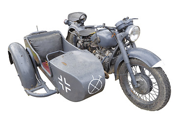 Image showing WW2 military motorcycle with sidecar