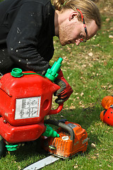 Image showing Woodcutter in action in denmark 