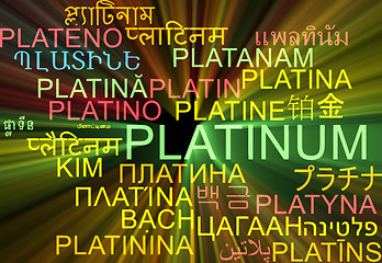 Image showing Platinum multilanguage wordcloud background concept glowing