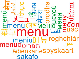 Image showing Menu multilanguage wordcloud background concept