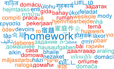 Image showing Homework multilanguage wordcloud background concept