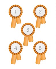 Image showing five award ribbons