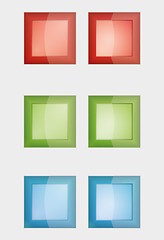 Image showing six color square badges or buttons