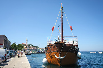 Image showing Galley at dock in Rovinj 