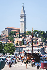 Image showing People at dock in Rovinj 