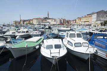 Image showing Boats anchored in Rovinj