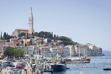 Image showing Old city core and harbour in Rovinj