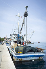 Image showing Fisher boat moored at dock in Rovinj 