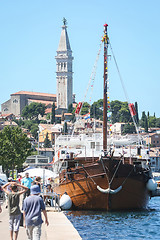 Image showing Ship moored at dock in Rovinj 