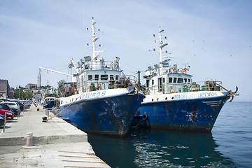 Image showing Ships moored at dock in Rovinj 