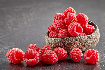 Image showing bowl of fresh raspberries