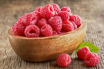 Image showing bowl of fresh raspberries