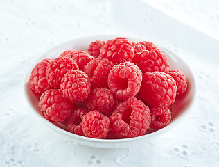 Image showing bowl of fresh raspberries