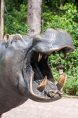 Image showing Hippopotamus showing huge jaw and teeth