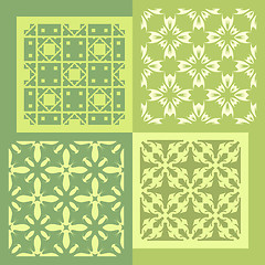 Image showing Set of four seamless patterns. Vintage geometric ornaments. 