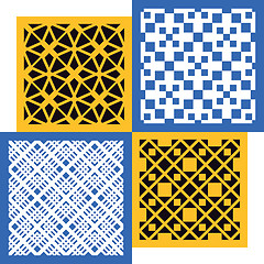 Image showing Set of four seamless patterns. Vintage geometric ornaments. 