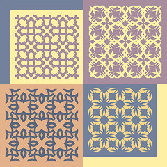 Image showing Set of four seamless patterns. Vintage geometric ornaments. 