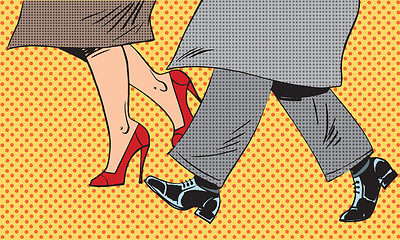 Image showing Feet man and woman Shoe go bad weather street pop art comics ret