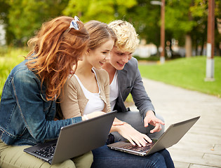 Image showing students or teenagers with laptop computers