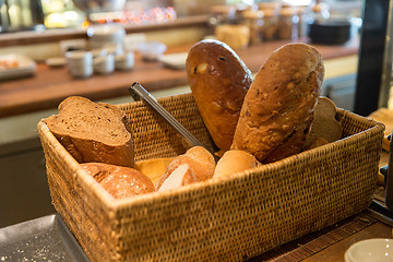 Image showing basket with bread at restaurant