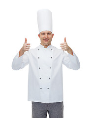 Image showing happy male chef cook showing thumbs up