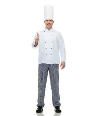 Image showing happy male chef cook showing thumbs up