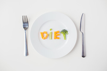 Image showing close up of plate with vegetable diet letters