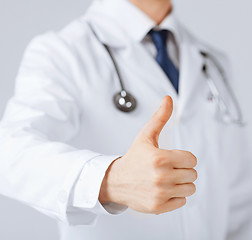 Image showing male doctor hand showing thumbs up