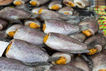 Image showing stuffed fish or seafood at asian street market