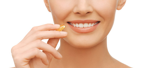 Image showing beautiful woman with omega 3 vitamins