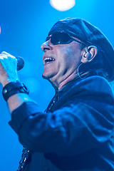 Image showing Dnipropetrovsk, Ukraine - October 31, 2012: Klaus Meine from Scorpions rock band performs live at Sports Palace SC \